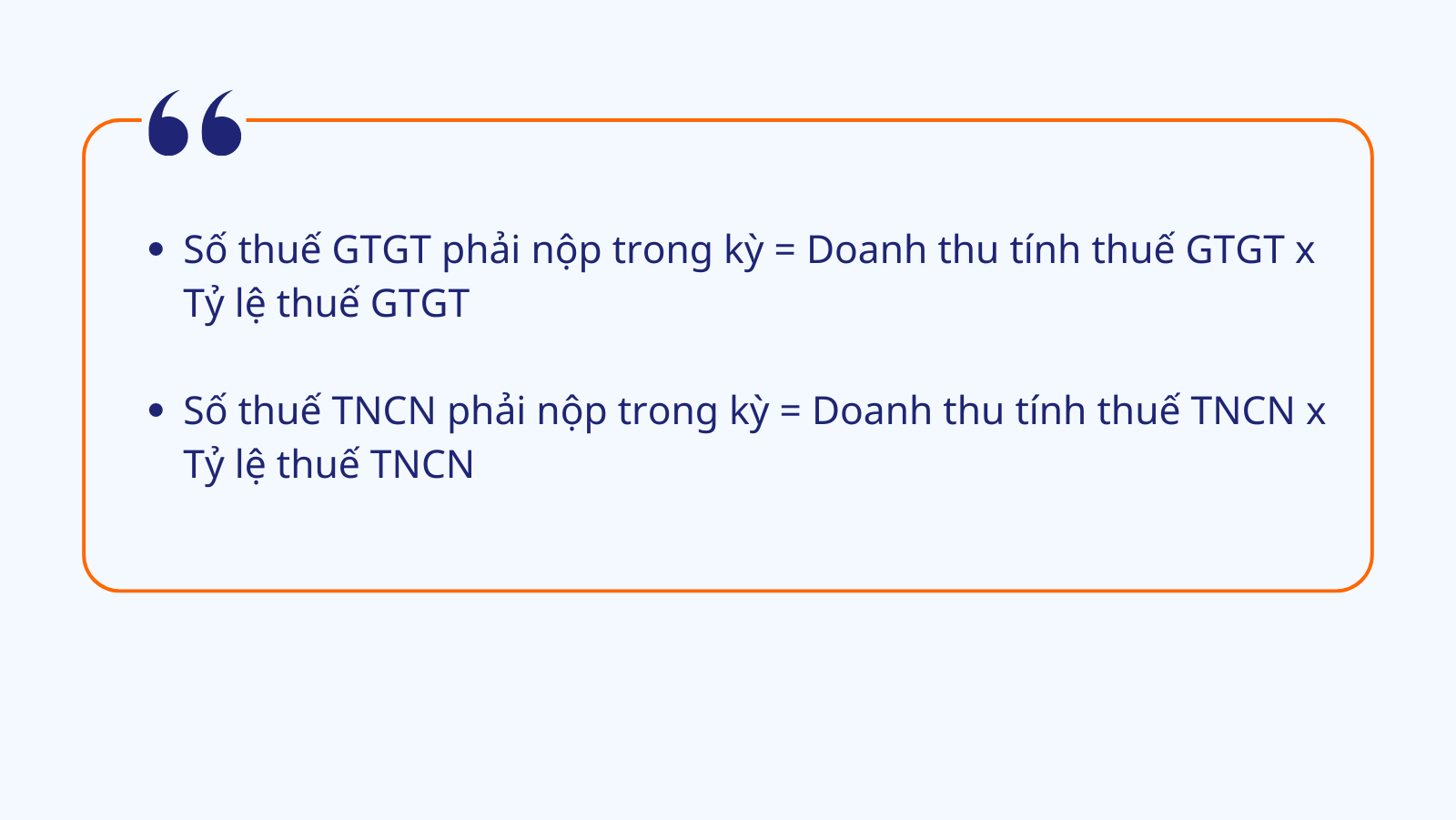 Công thức để tính thuế của hộ kinh doanh được tính theo phương pháp kê khai