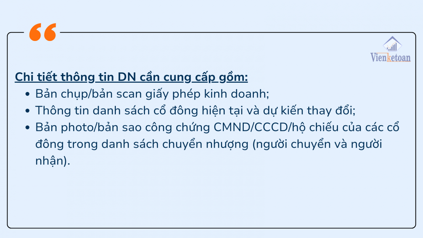 Doanh nghiệp cần cung cấp những thông tin gì khi sử dụng gói dịch vụ thay đổi cổ đông công ty cổ phần