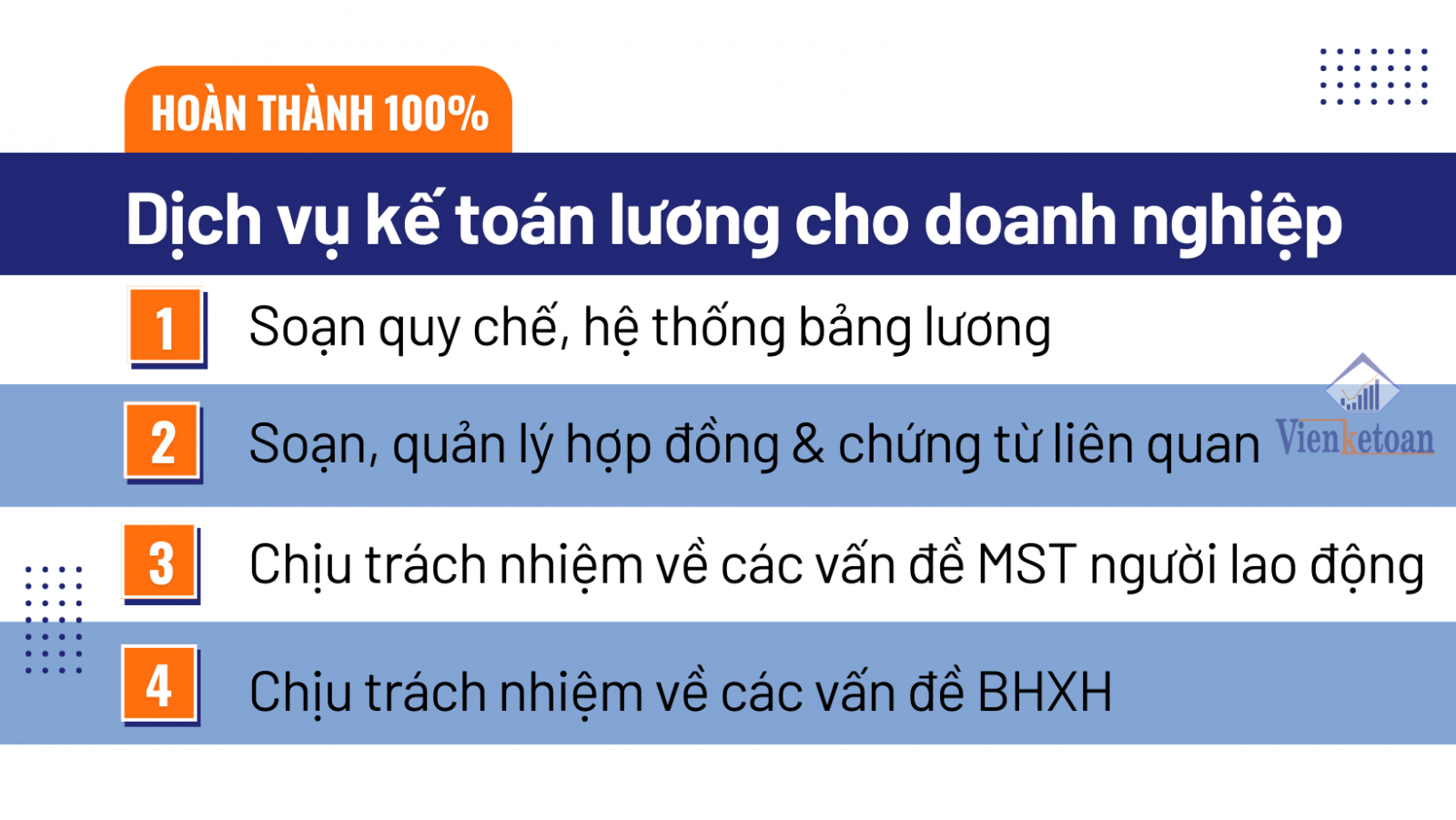 Gói dịch vụ kế toán tiền lương, kế toán nội bộ của Viện kế toán có gì?