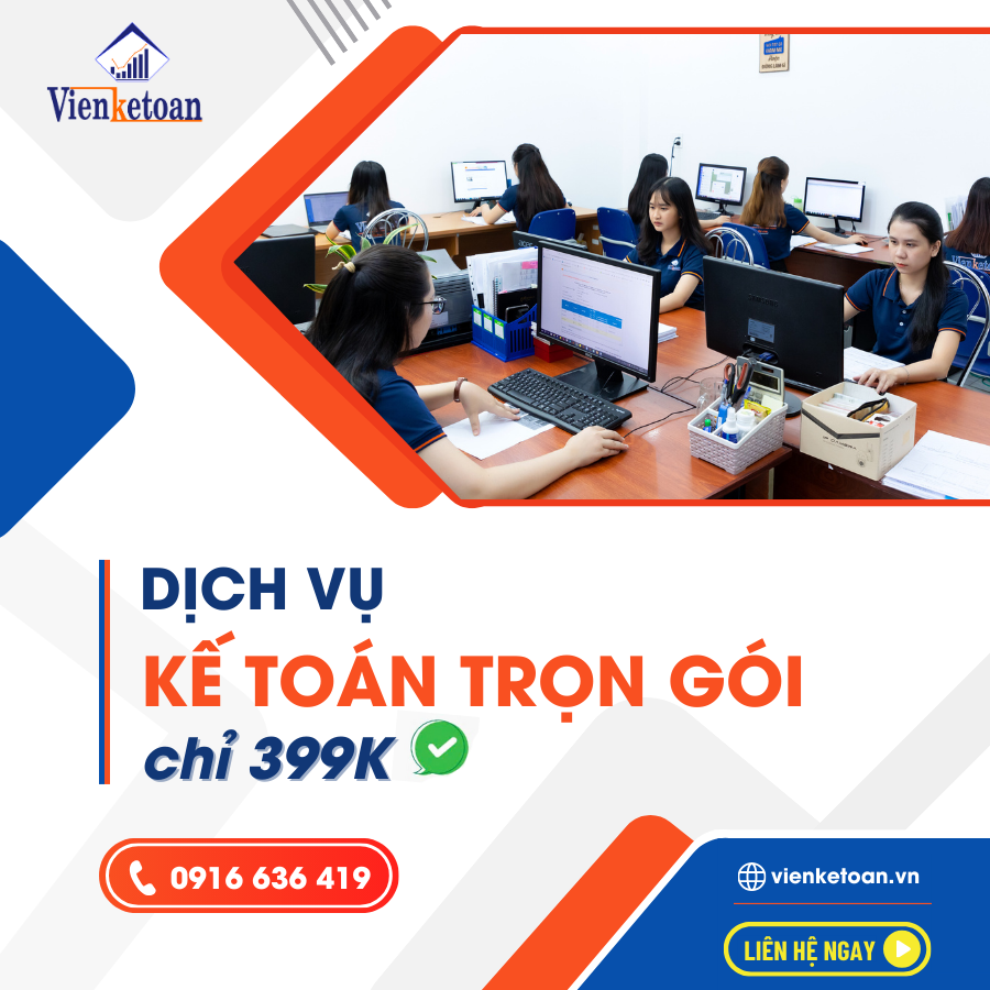 Dịch vụ kế toán trọn gói- Chỉ 399K: Nhanh chóng- chính xác- tối ưu