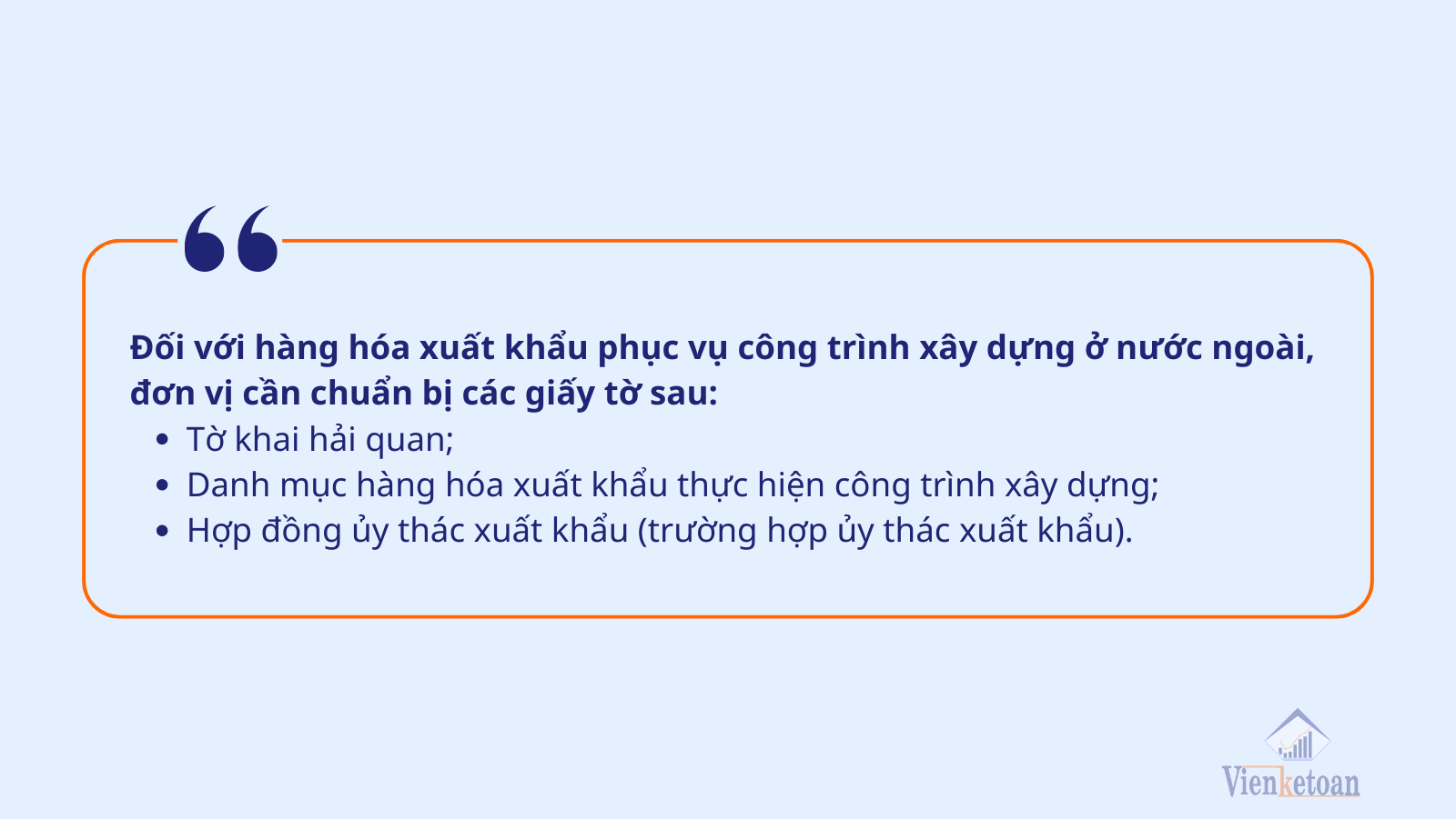 Điều kiện để được khấu trừ thuế GTGT đầu vào - Đối với hàng hóa xuất khẩu phục vụ công trình xây dựng