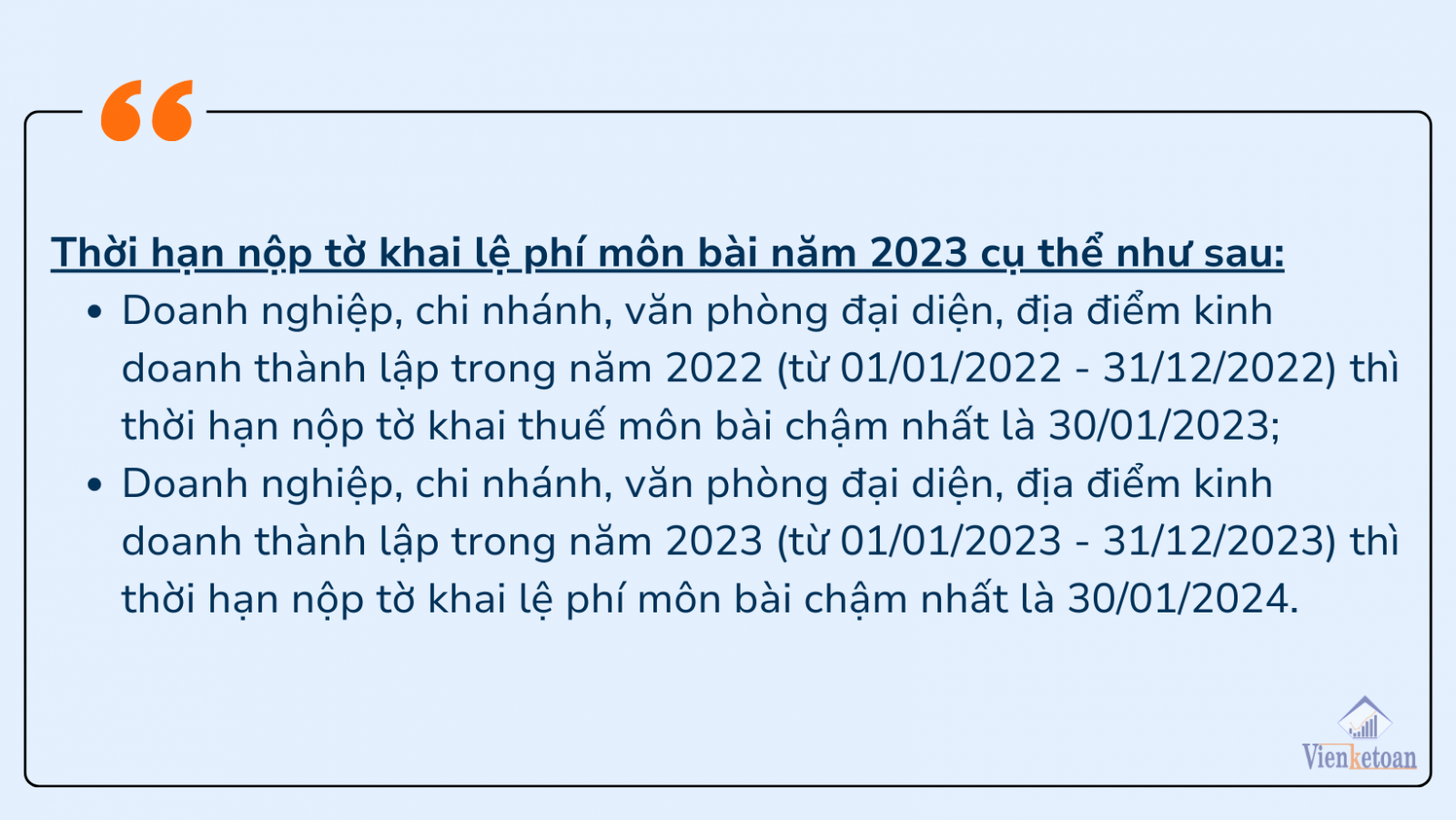 Hạn chót nộp tờ khai thuế môn bài doanh nghiệp cần lưu ý