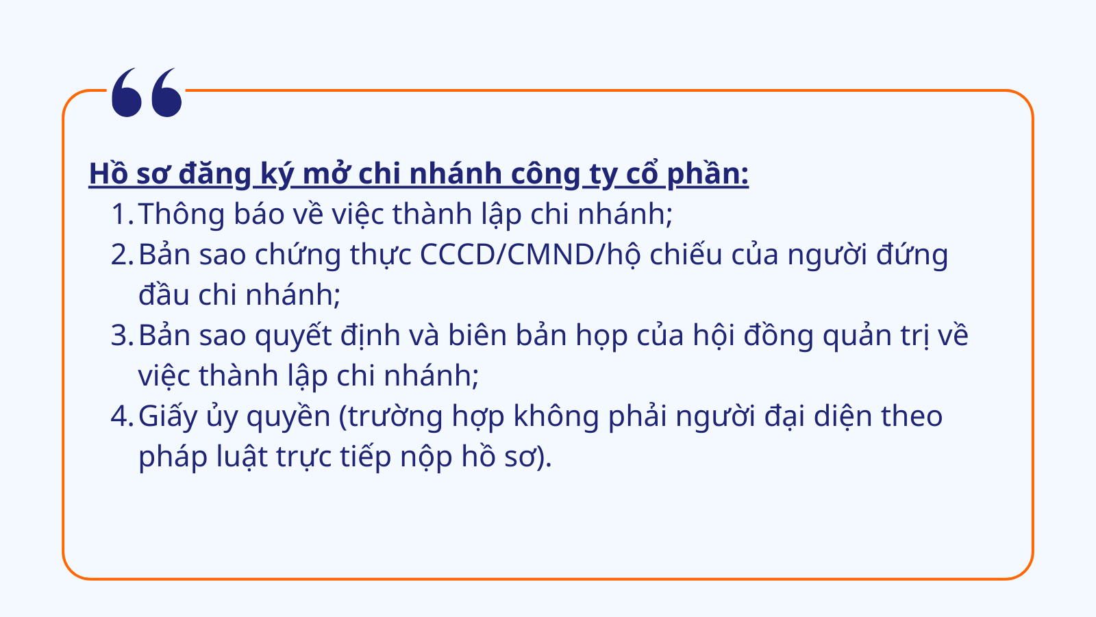 Hồ sơ đăng ký mở chi nhánh công ty cổ phần