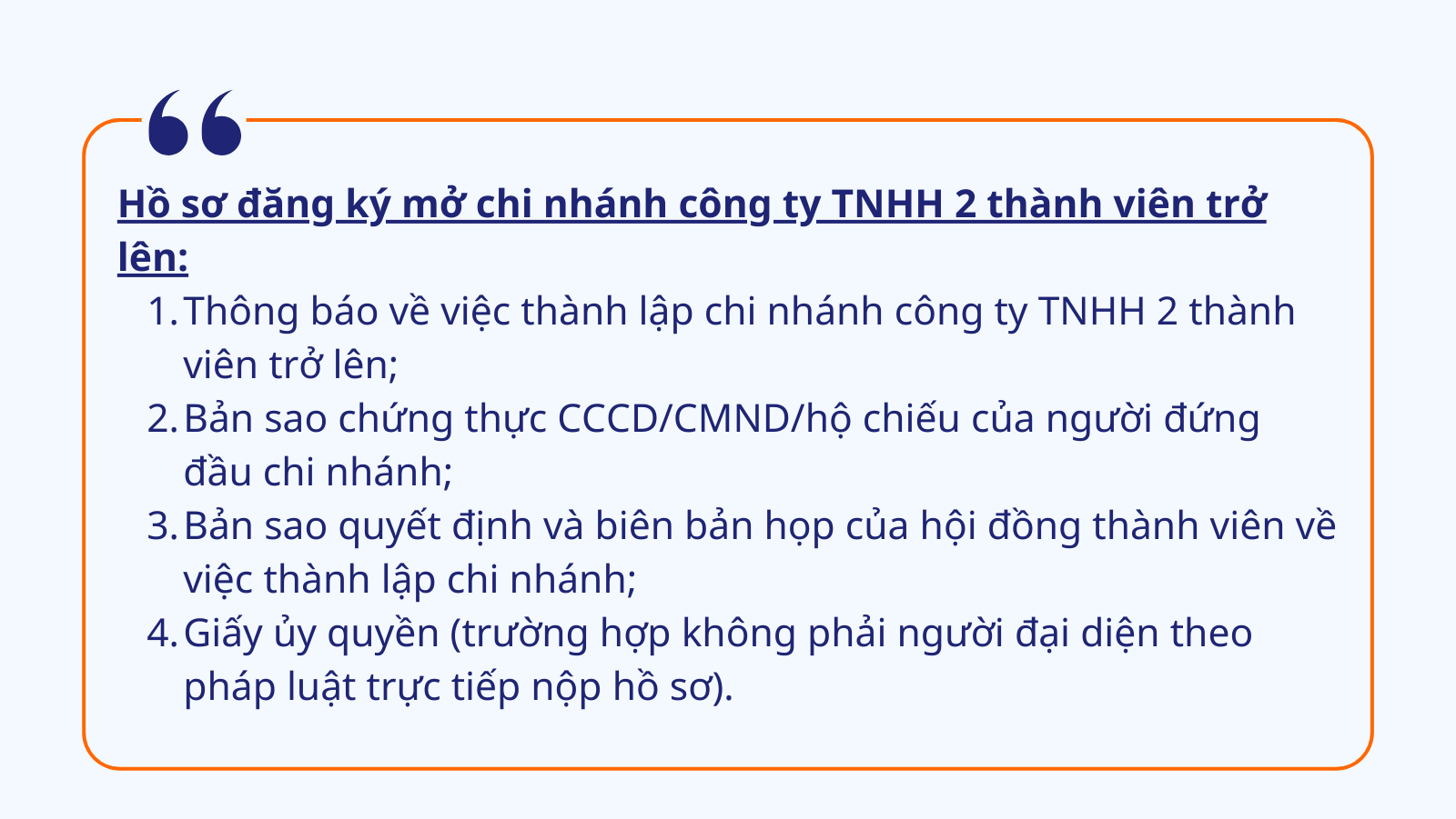 Hồ sơ đăng ký mở chi nhánh công ty THHH 2 thành viên trở lên