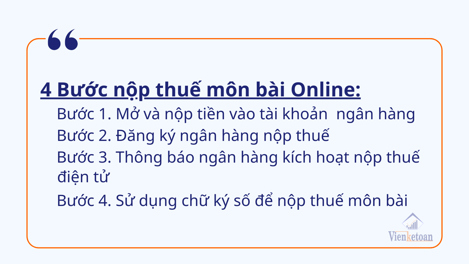 Chi tiết 4 bước để nộp thuế môn bài Online Viện Kế Toán