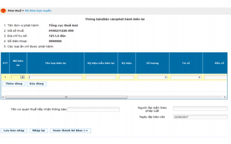 Nhập đầy đủ thông tin vào tờ khai