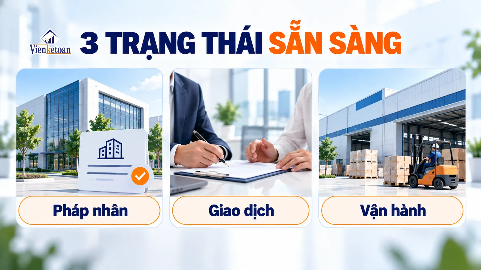 Ba trạng thái doanh nghiệp mới gồm có pháp nhân, sẵn sàng giao dịch và đủ điều kiện vận hành