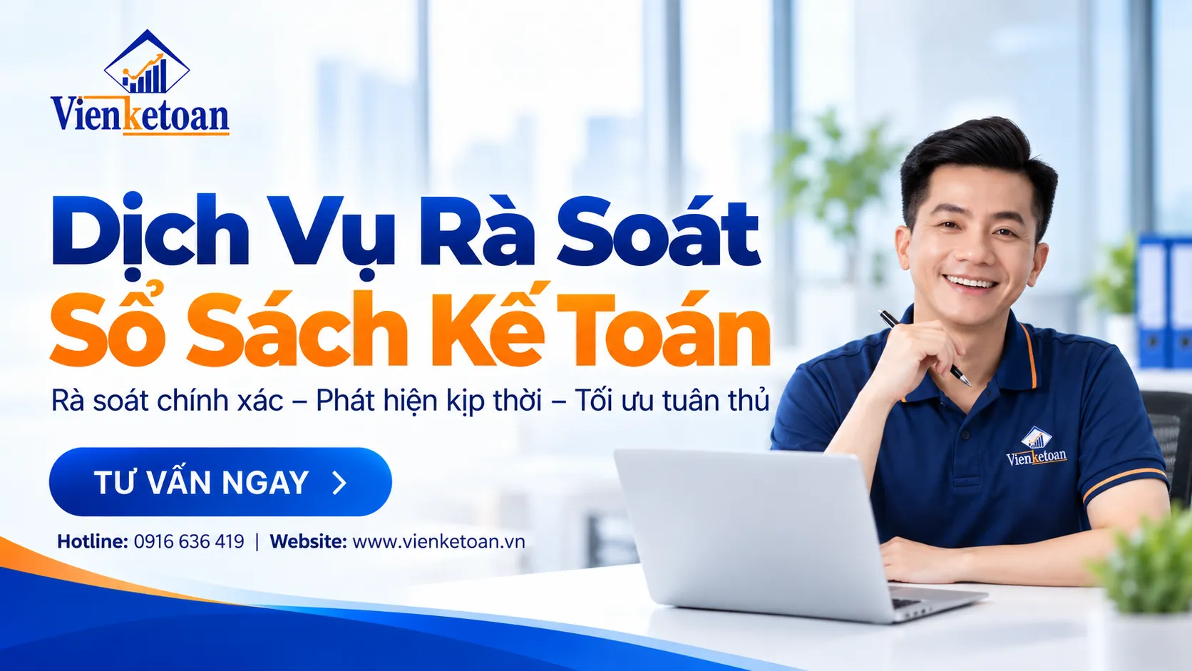 Dịch vụ rà soát sổ sách kế toán tại Viện Kế Toán với hình ảnh CEO mặc đồng phục thương hiệu