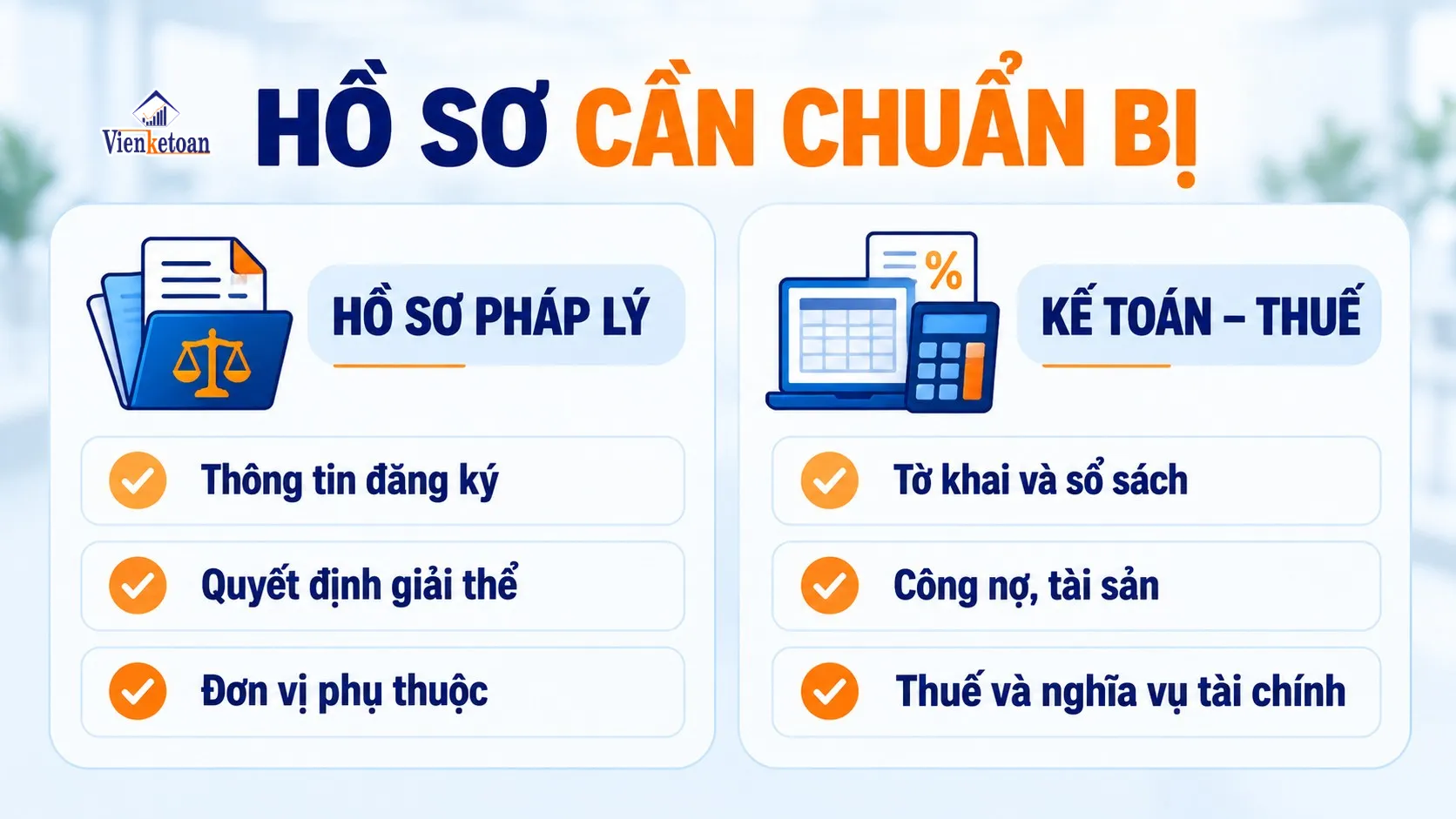 Hai nhóm hồ sơ cần chuẩn bị khi giải thể doanh nghiệp gồm hồ sơ pháp lý và kế toán thuế