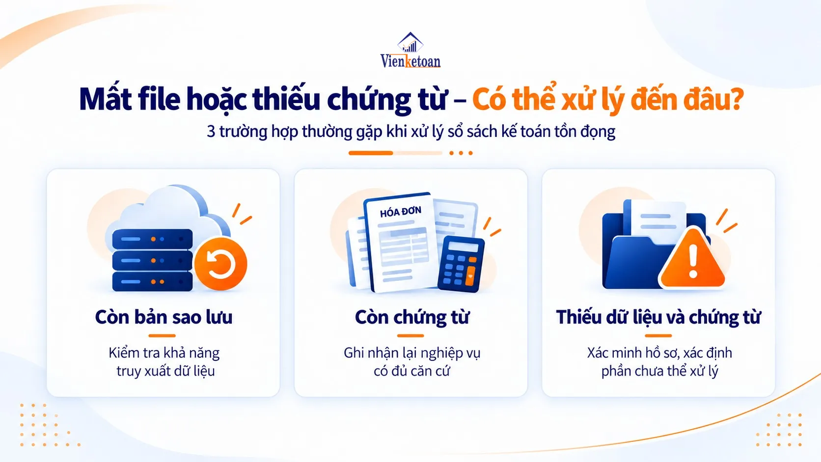 Phương án xử lý hồ sơ kế toán khi mất file dữ liệu hoặc thiếu chứng từ